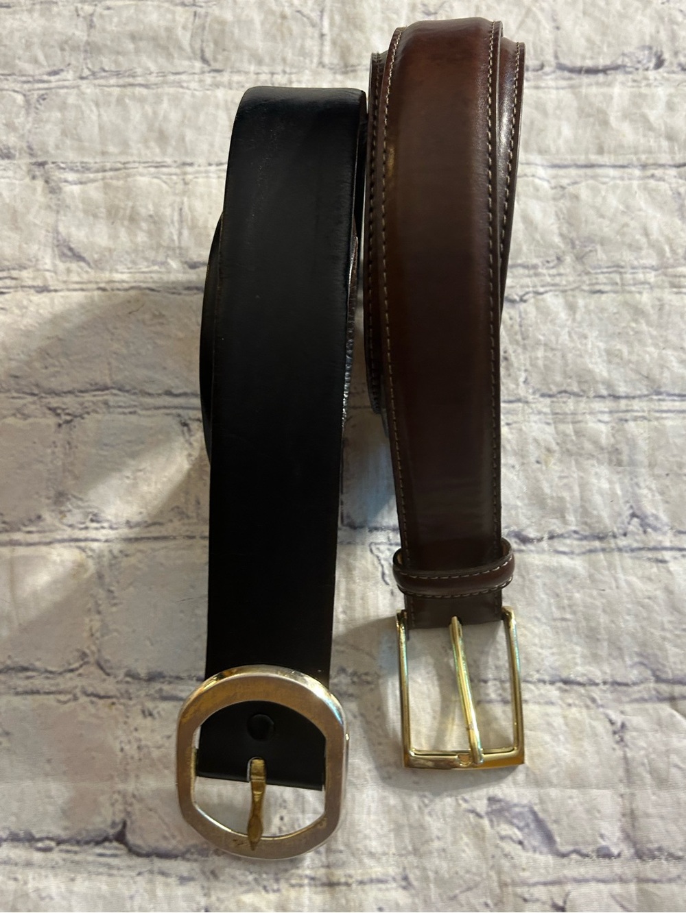 MARTIN DINGMAN COACHMAN SADDLE LEATHER BROWN SIZE 36 & BLACK VTG LEATHER BELTS